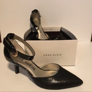 Anne Klein black  patent   leather ankle strap